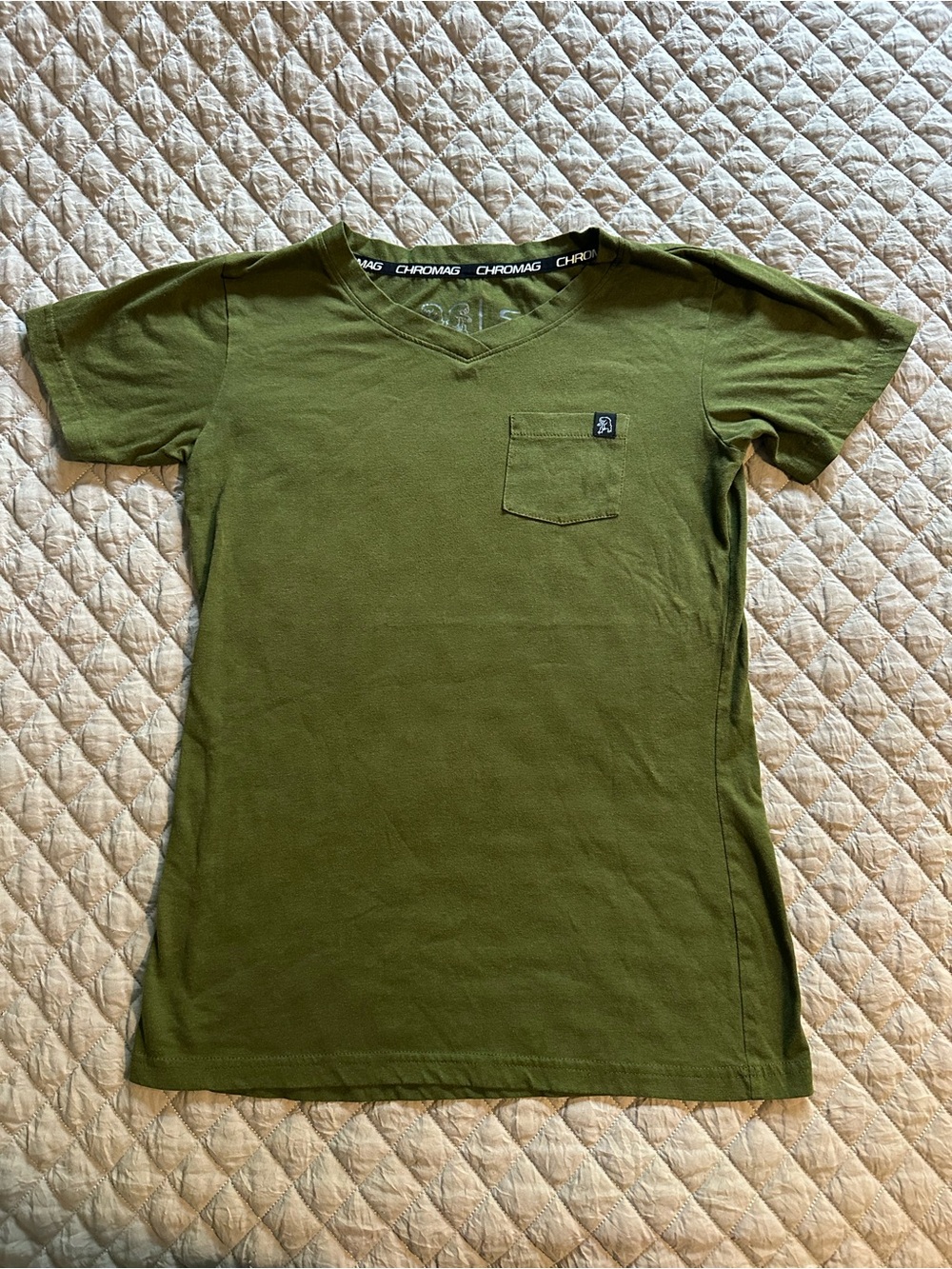 Women’s Chromag Olive Green V-Neck MTB Tee